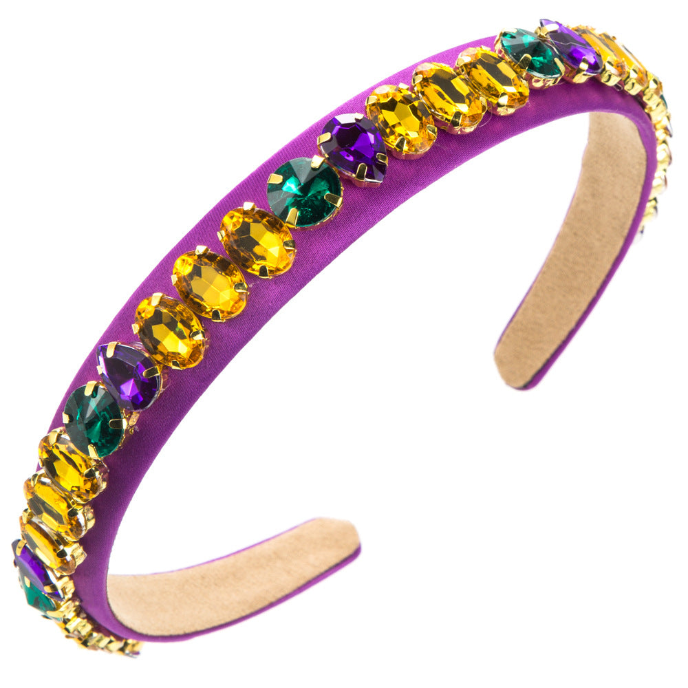 Cross-border fashion trend, new thin-edged headbands, women's baroque personality, special-shaped colored diamonds, temperament, party headbands, hair accessories