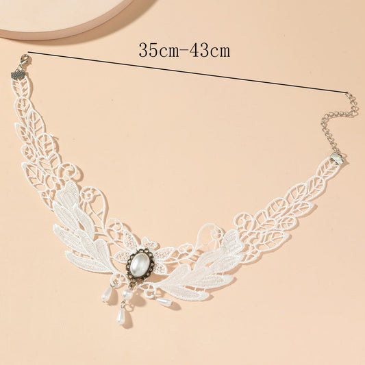 New cross-border jewelry vintage lace women's necklace women's original simple exaggerated clavicle chain fake collar necklace