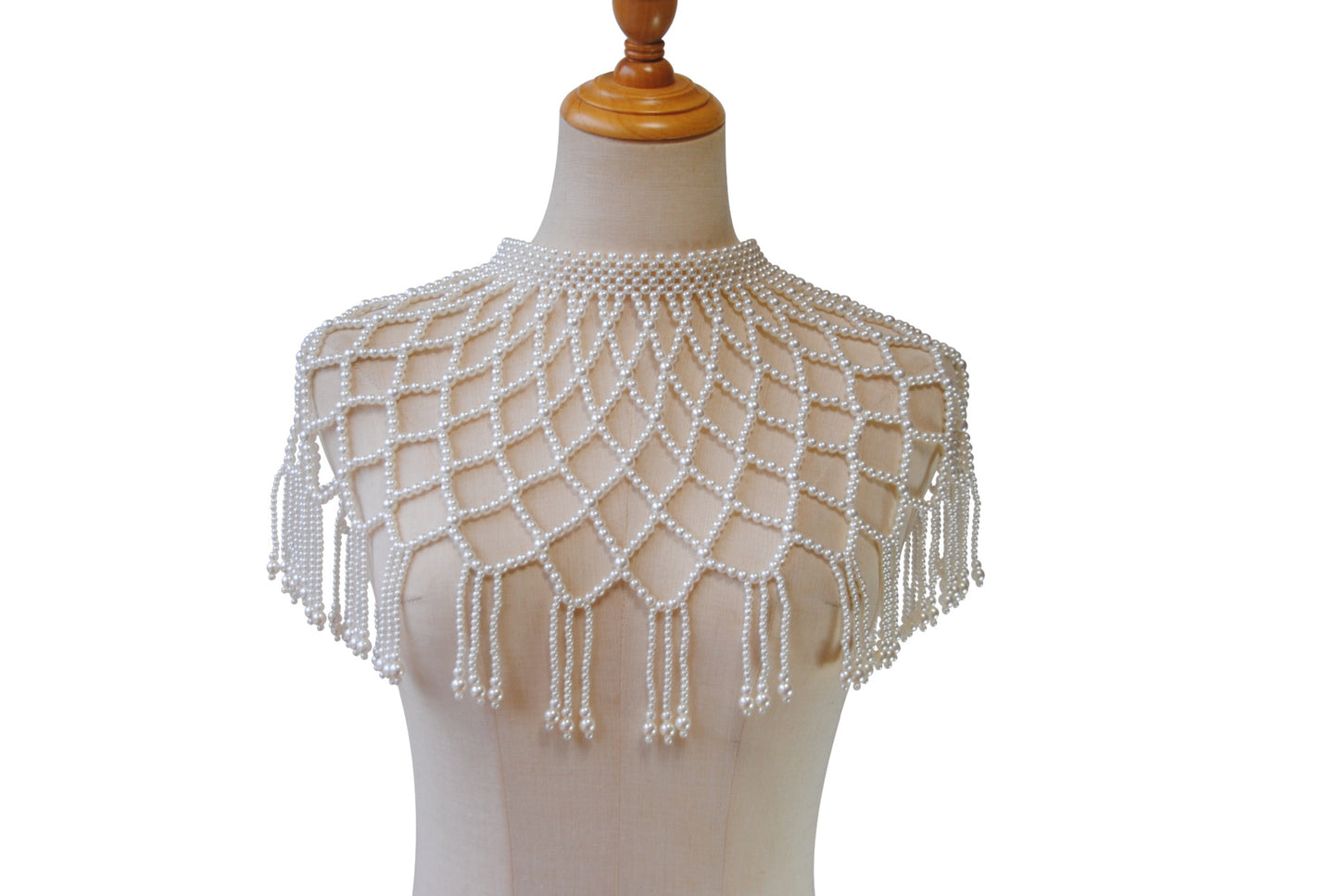 New pearl tassel heavy industry handwoven shawl chest chain wave dress wedding dress clothing accessories body chain