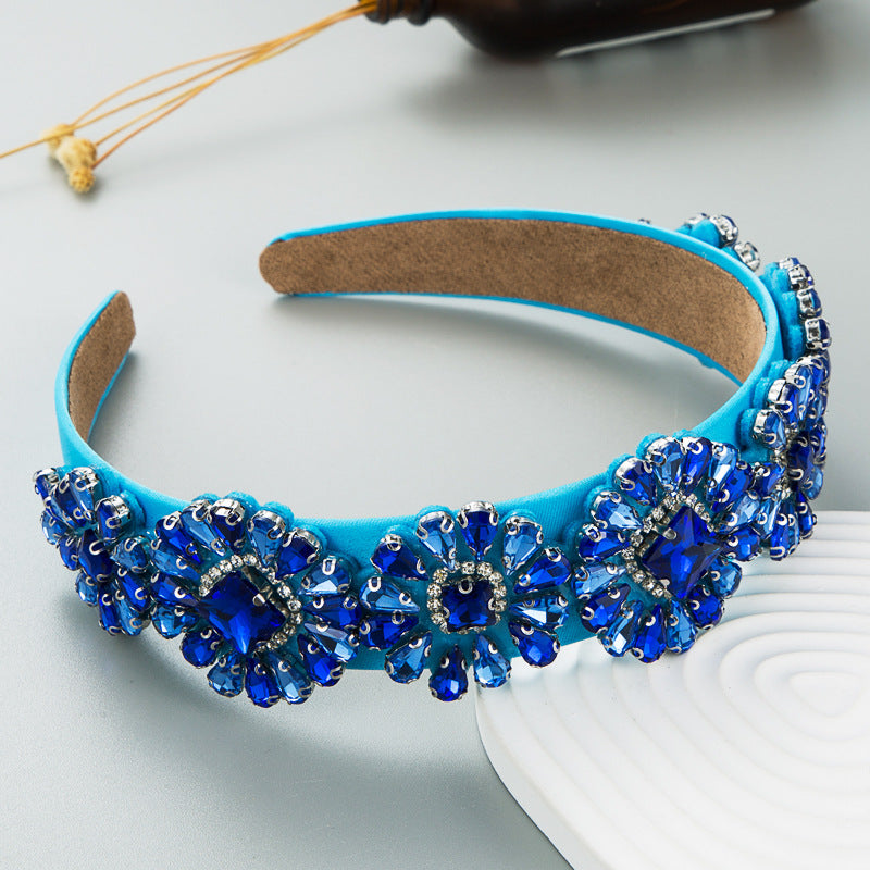 Heming headband, European and American baroque, inlaid with colored diamonds, temperament, rhinestones, three-dimensional headbands, luxury balls, street photography hair accessories