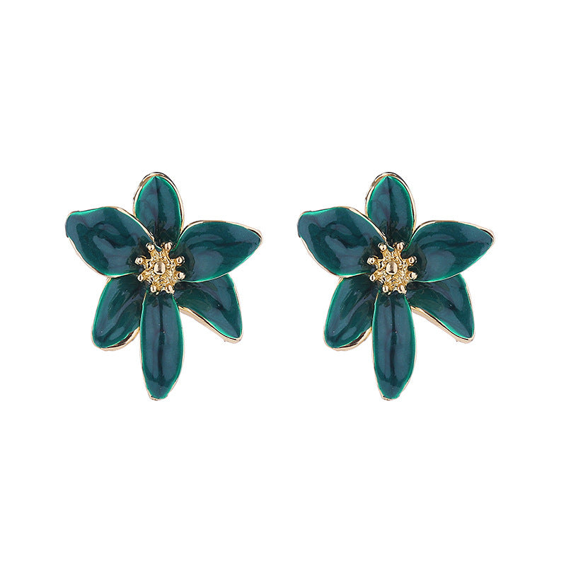 Korean version of small fresh ins wind flower earrings female alloy dripping oil flower stud earrings trend earrings wholesale earring