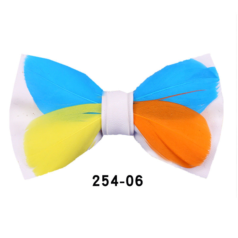 254 Colorful Children's Feather Bow Tie Men's Suit Collar Flower Party Banquet Best Man Flower Girl Suit Collar Flower