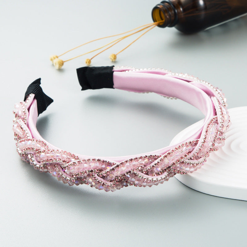 Heming headbands, women's new personality in Europe and the United States, the new personality of the season, the super flash rhinestone crystal cross-headband, the temperament of high-end hair accessories