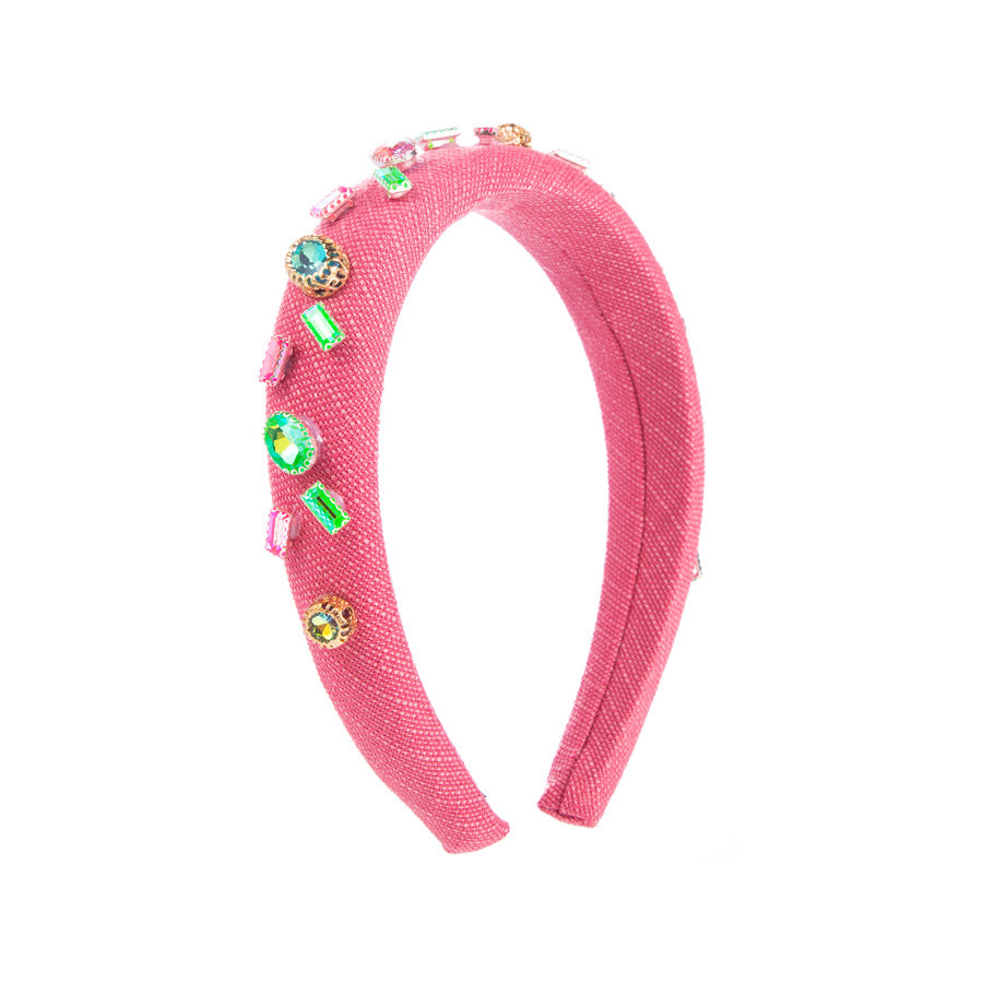 European and American fashion Internet celebrities high-quality hairband jewelry, solid color rhinestones, sponge, high skull crown, personality hairpins, hair bundles wholesale