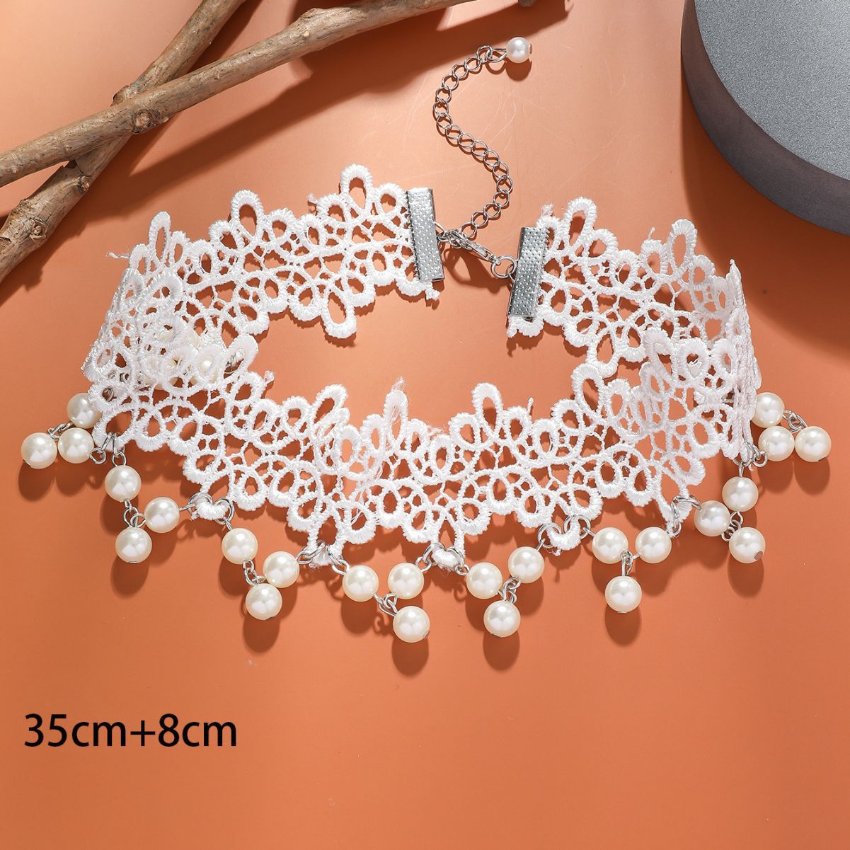 New cross-border European and American hot selling fashion necklace pearl pendant personality short clavicle lace necklace