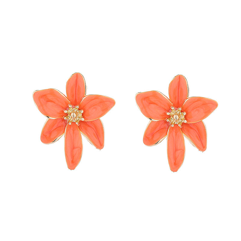 Korean version of small fresh ins wind flower earrings female alloy dripping oil flower stud earrings trend earrings wholesale earring