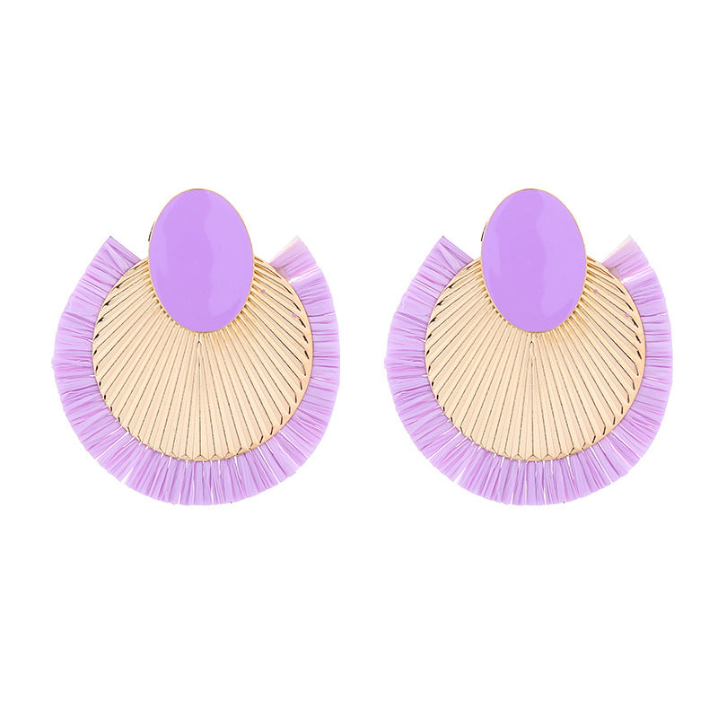 European and American new bohemian style Filberry earrings with exaggerated personality, fan-shaped niche high-end stud earrings