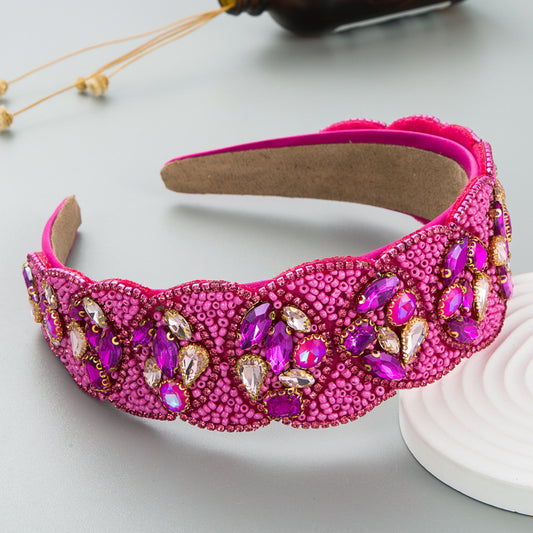 Heming headbands, new fashion, European and American style, baroque colorful rhinestone headbands, women's wide-brimmed bright hair accessories