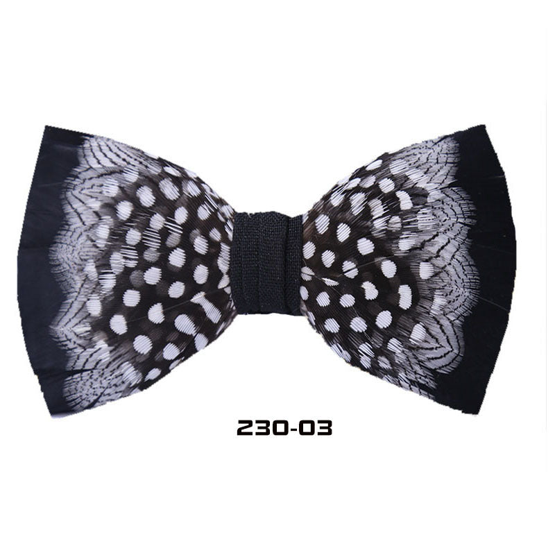 230 Black and White Classic Pearl Polka Dot Feather Best Man Group Pot Butterfly Wedding Bow Tie Shirt Collar Flower