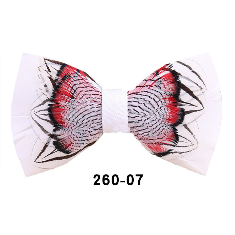 260 colorful feather bow tie men's wedding banquet clay suit accessories shirt with box bow