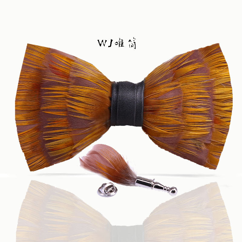 263 Gray Black Feather Bow Tie Men's Wedding Banquet Clay Suit Accessories Shirt With Box Bow