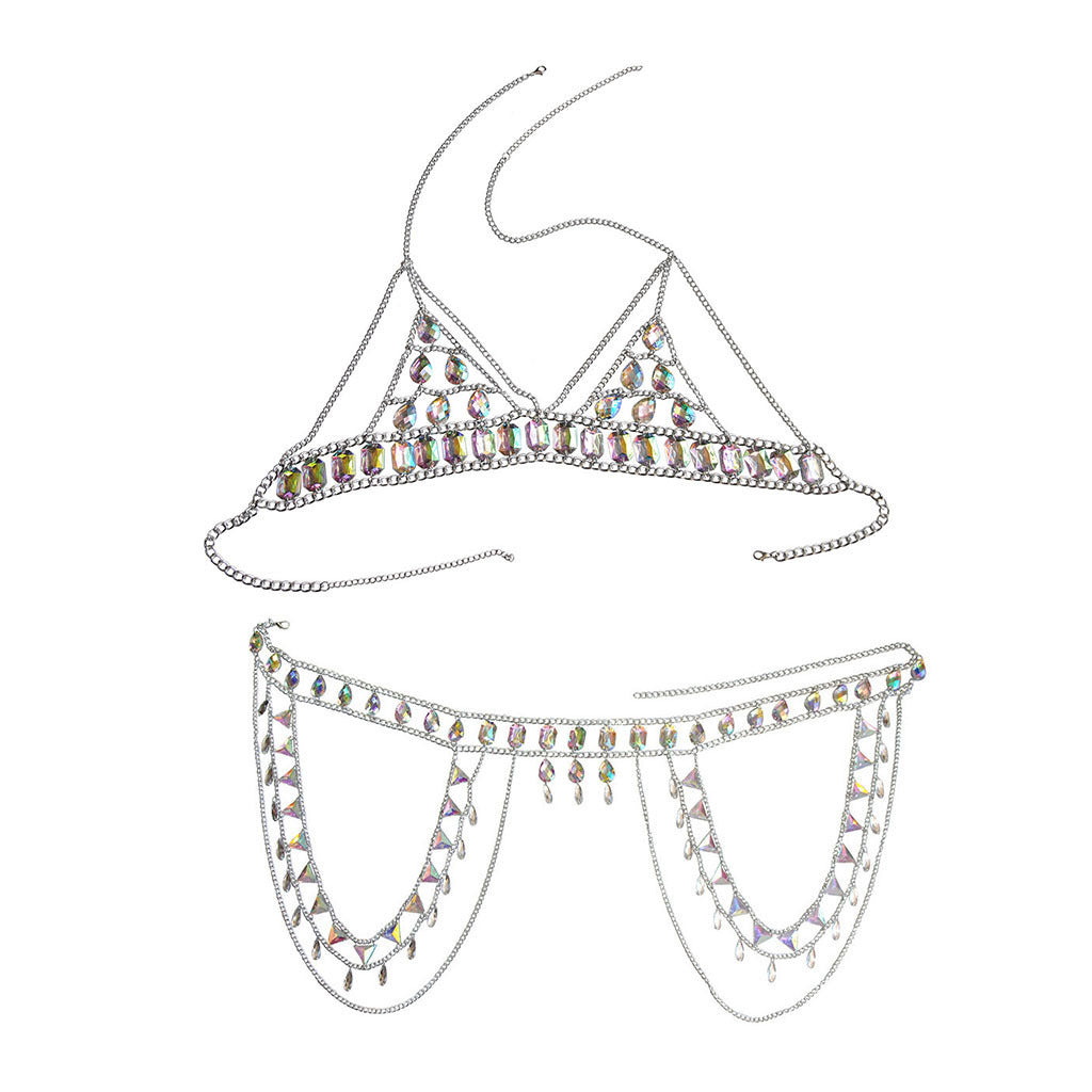 2024 New Cross Border Jewelry Acrylic Fashion Acrylic Bikini Chest Chain, Waist Chain Set, Body Chain
