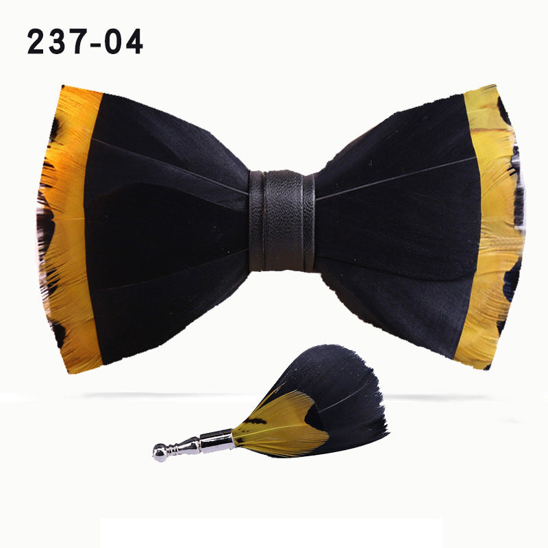 red feather bow tie for men's wedding banquet, suit accessories, shirt with box bow