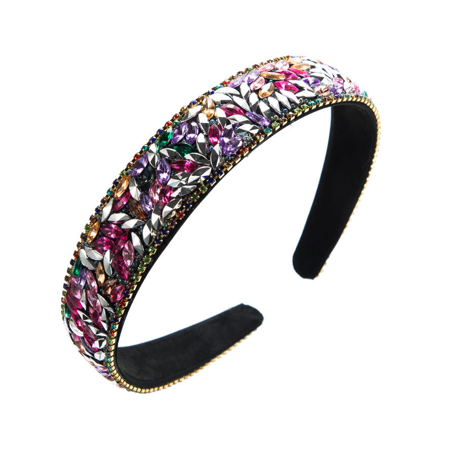 And Ming headbands European and American ultra-flash glass diamonds exaggerated personality bow headbands baroque retro hair accessories wholesale