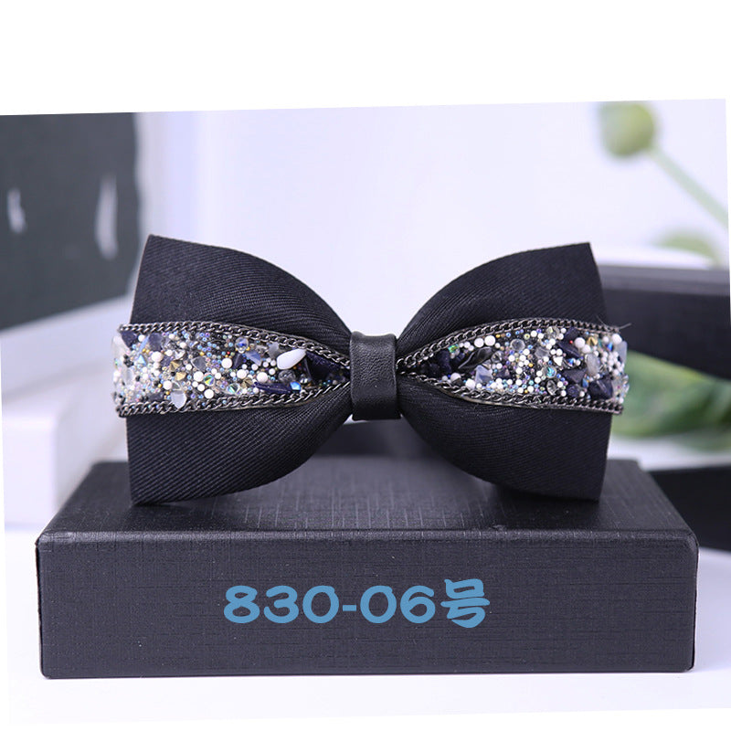 830 bow tie male rhinestone blue butterfly wedding ceremony groom master of ceremonies presided over crystal children's dress collar flowers