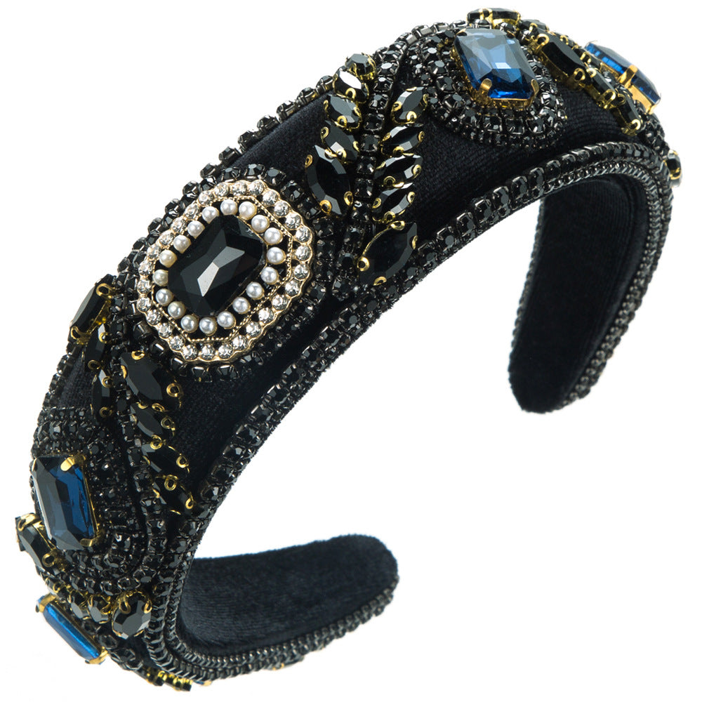 Heming headbands, European and American new retro heavy industries, baroque full diamond sponge headbands, fashionable exaggerated high skull hair accessories