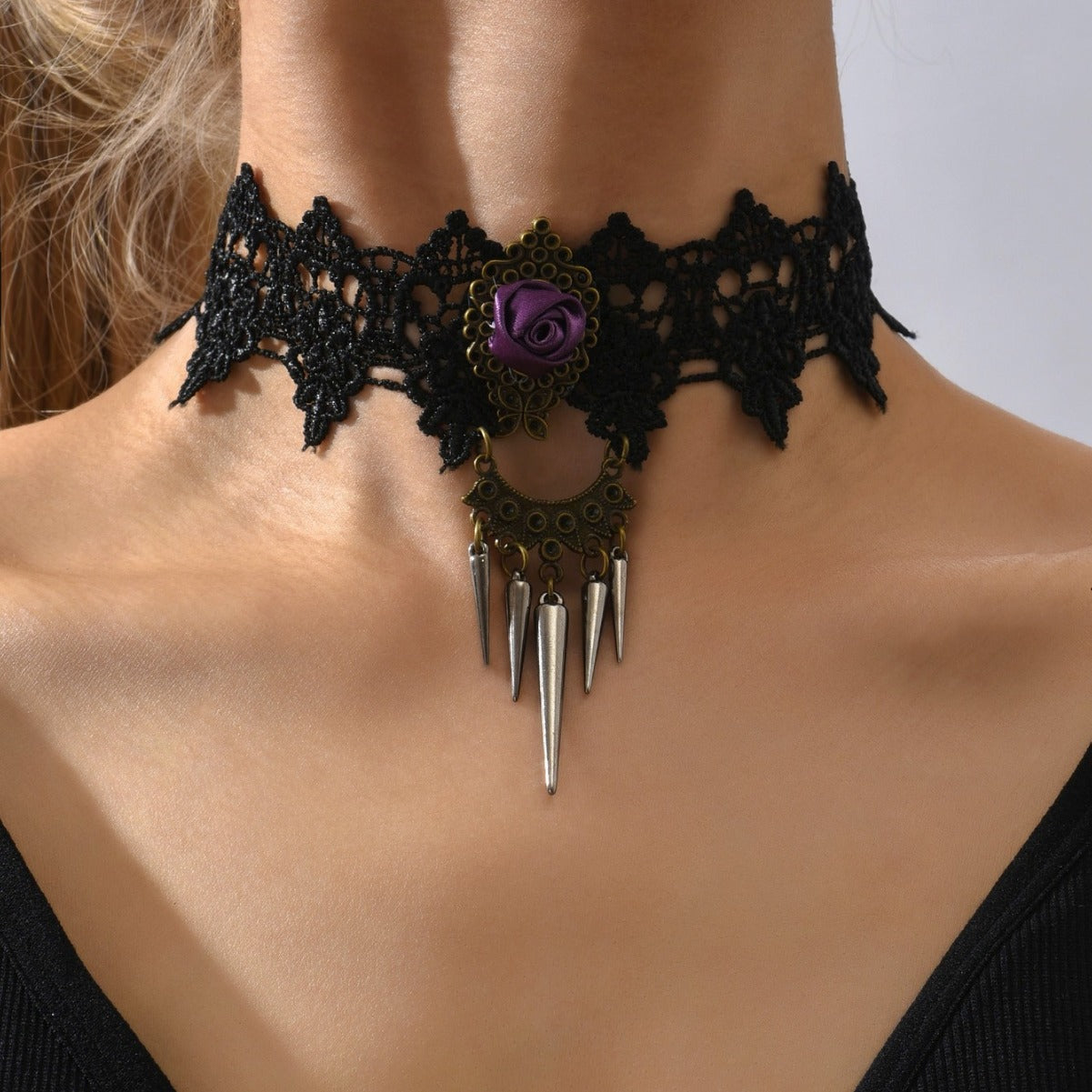 New Halloween Punk Lace Accessories Fake Collar Personality Fashion Sexy Nightclub Collarbone Necklace Accessories