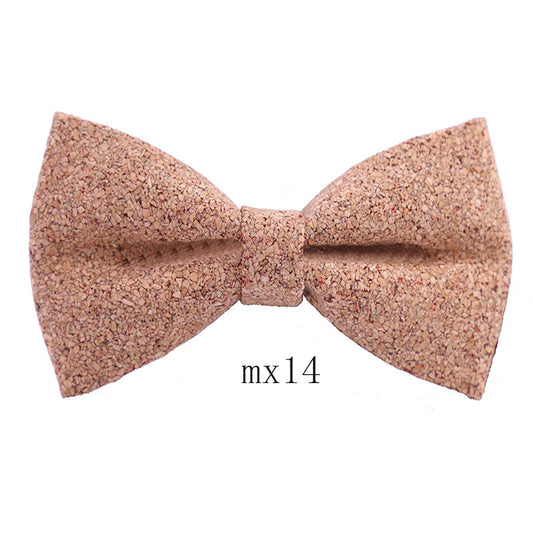 Men's Wood Grain Bow Tie Casual Sawdust Bow Wedding Show Host Shirt Dress Formal Wear Collar Flower