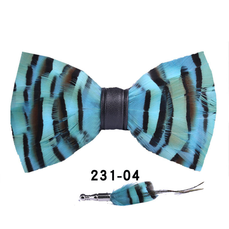 231 Green Feather Man Presided Over the Party Groom Groomsman Group Pot Butterfly Wedding Bow Tie Flowers