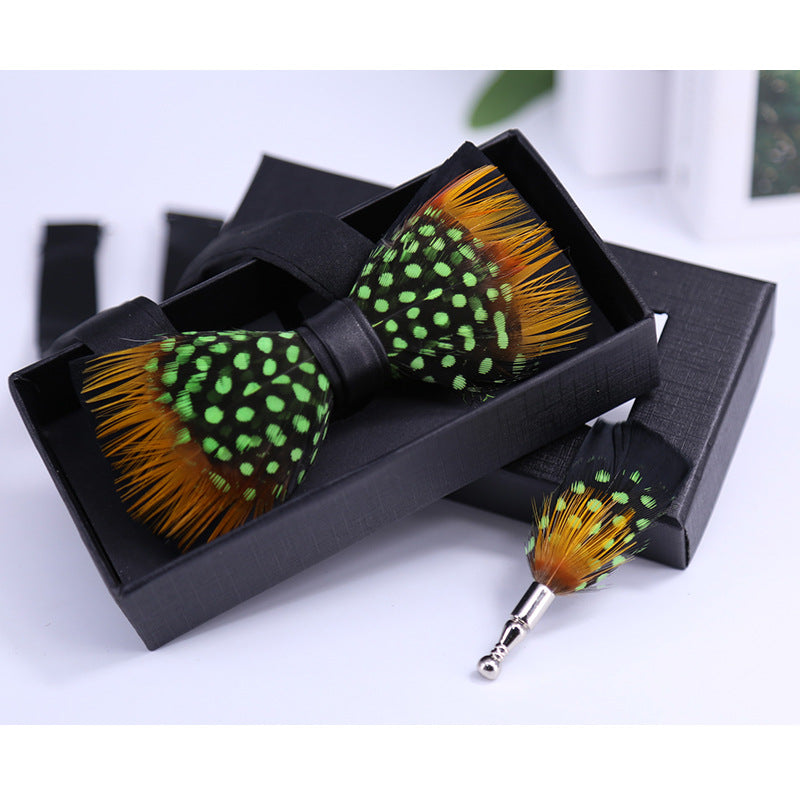 249 black and white dots yellow feathers male wedding groom best man group pot butterfly wedding wedding bow tie flower tie