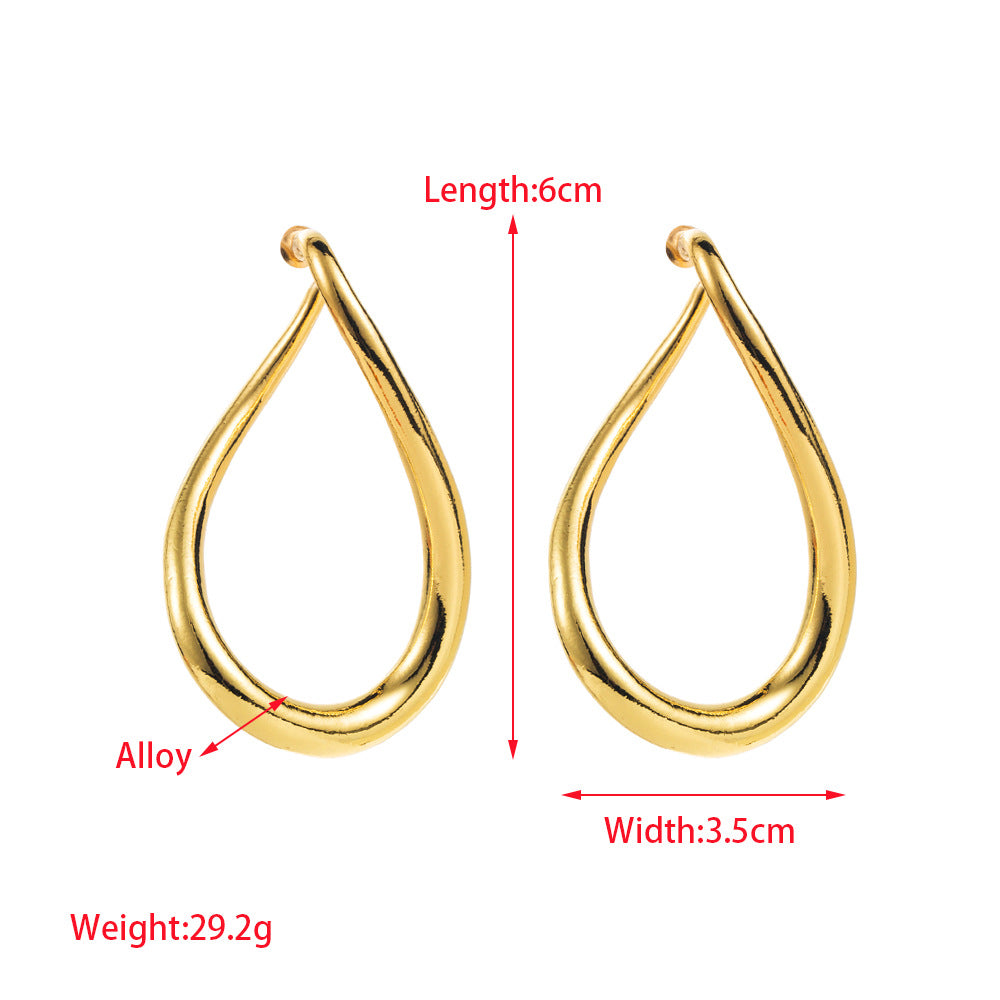 Cross-border new ZA exaggerated cold wind irregular silver needle earrings niche curved geometric alloy earrings women