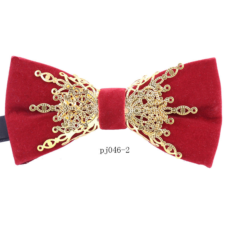 Men's Business Korean Bow Tie Men's Wedding Shirt Dress Red Metal Hardware Bow Multicolor