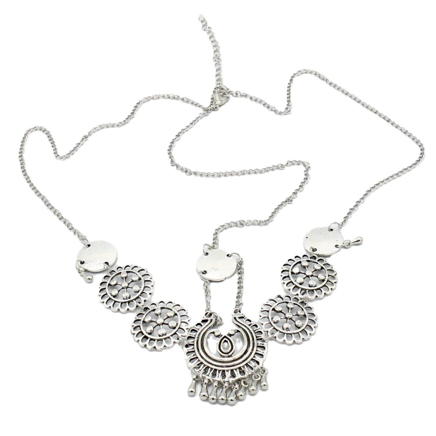 New European and American jewelry, retro ethnic style, personality headdress, metal carving, drop tassel, headband, hair chain, head chain