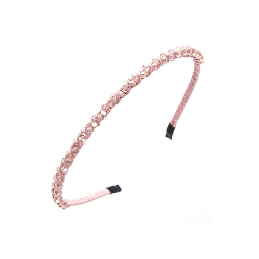 Cross-border supply: super flash crystal, hand-woven beaded, fine-edged headband, Korean version, sweet fashion and versatile hair accessories wholesale