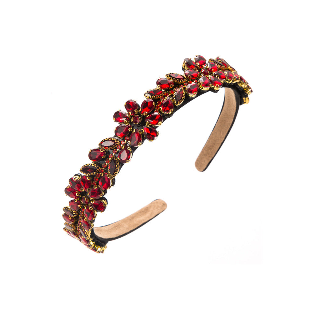 And Ming headbands, European and American new retro baroque full drill hoops, temperament, high-quality thin edges, party pressed hair accessories