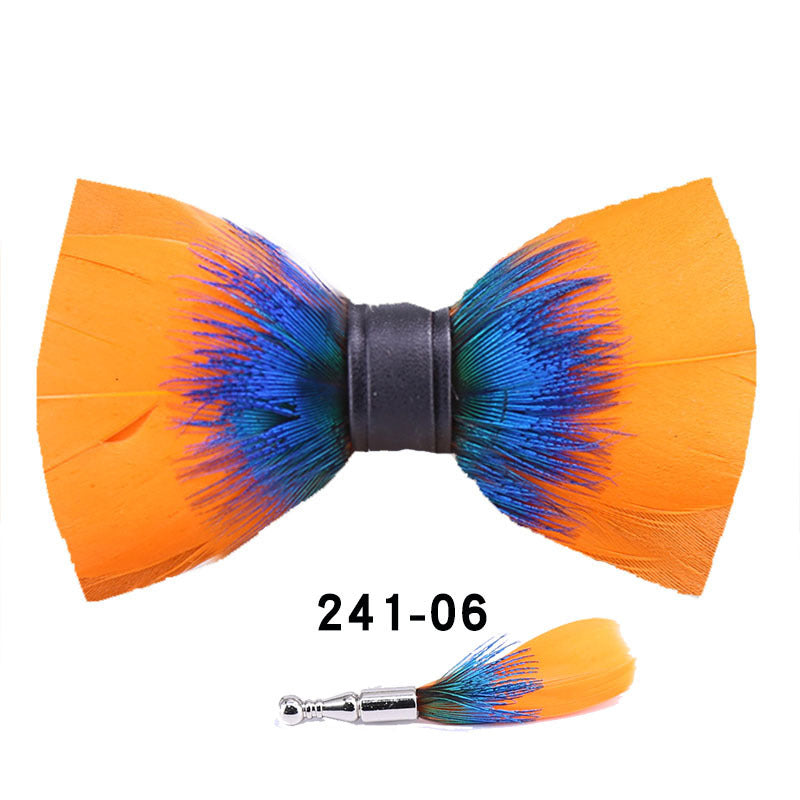 241 Peacock Blue Feather Man Hosts the Party Groom Groomsman Group Butterfly Wedding Bow Tie Spot