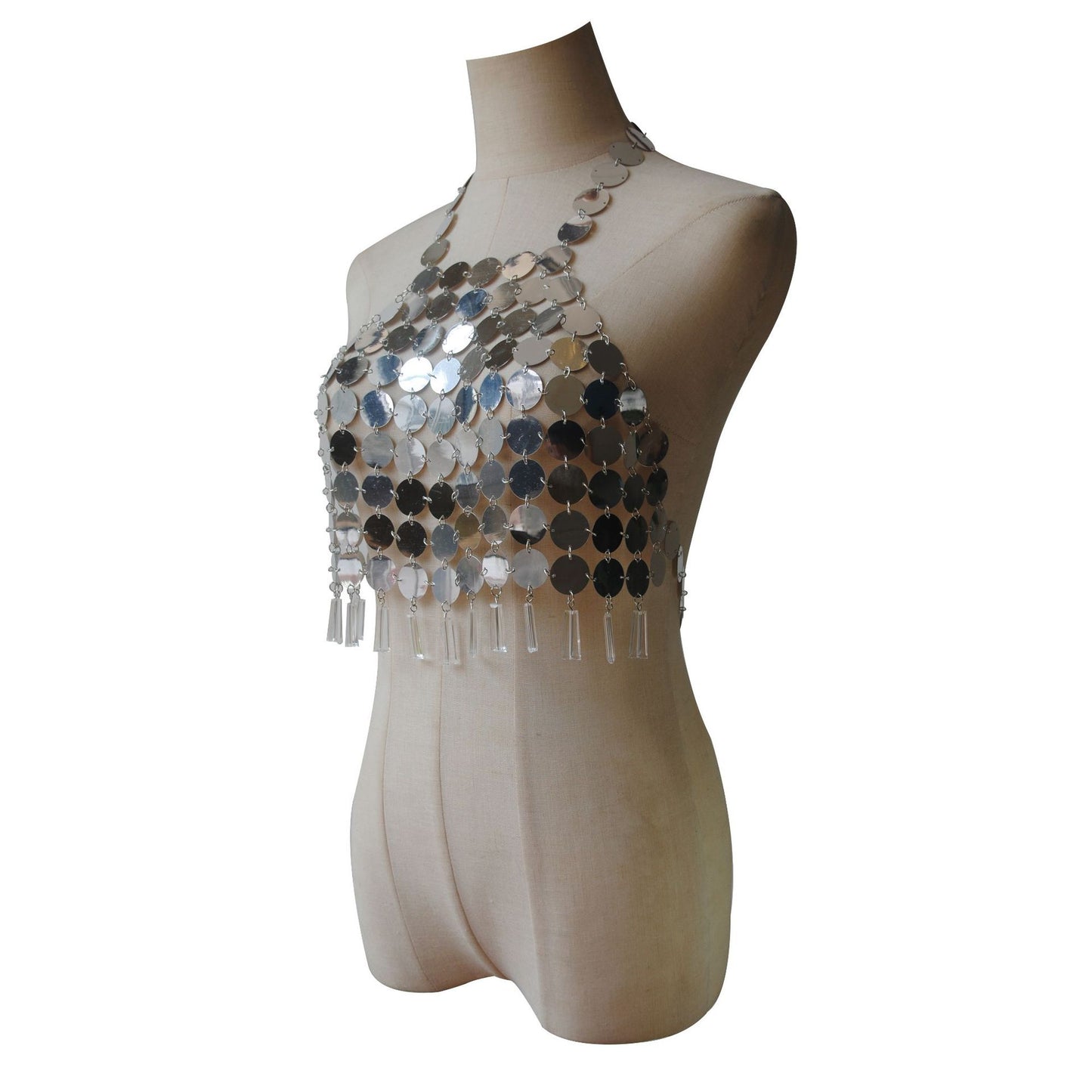 New European and American sexy fashion stage performance jewelry, crystal tassels, halterneck cut-out chest chain, sequins, body chain