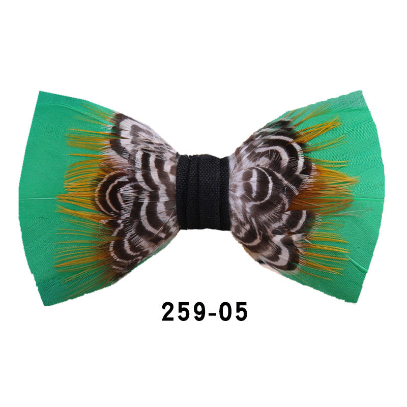 259 Black Feather Male Wedding Dress Bow Tie Business Dinner Host Yellow Black Gold Bow Collar Flower