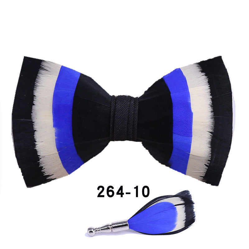 264 Colorful Feather Bow Tie Men's Wedding Banquet Clay Suit Accessories Shirt with Box Bow