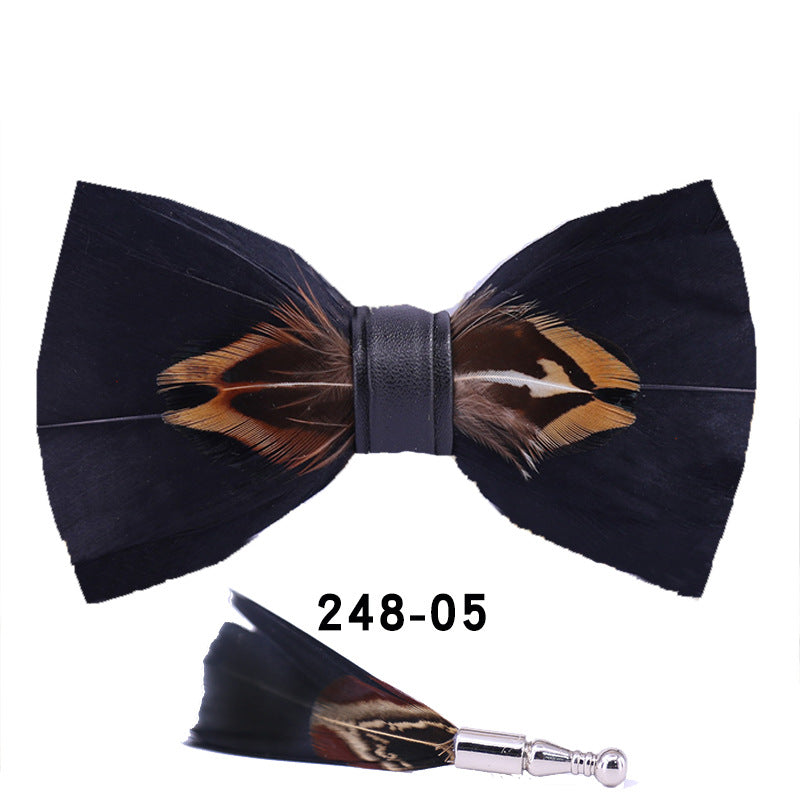 248 black feather man presided over the party, groom, groomsmen, children, flower girls, bow ties, and flower ties