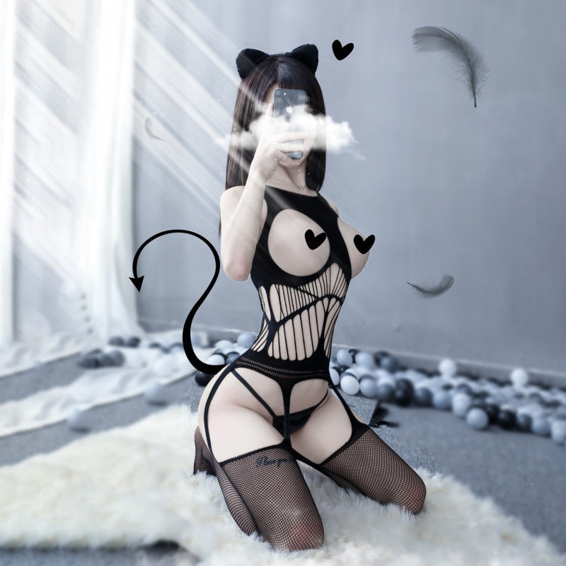 Erotic lingerie suspender one-piece netting, sexy lace, one-piece stockings, fishnet stockings, pajamas, one piece dropshipping