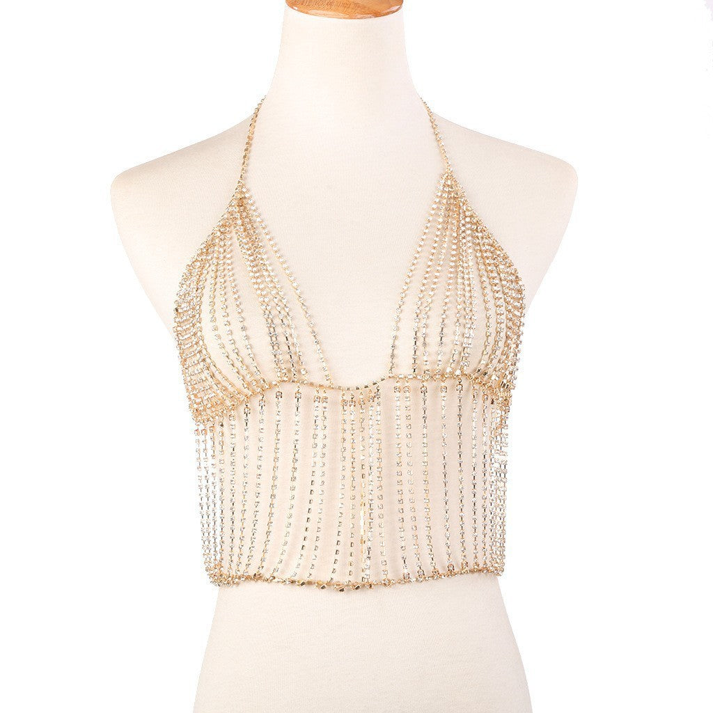 New European and American cross-border rhinestone bra sexy multi-layer body chain fashion claw chain inlaid rhinestone bra body chain