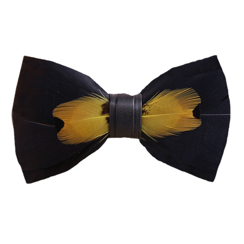 236 Black Feather Wedding Groom Groomsmen Group Men's Wedding Pot Butterfly Wedding Bow Tie Flowers