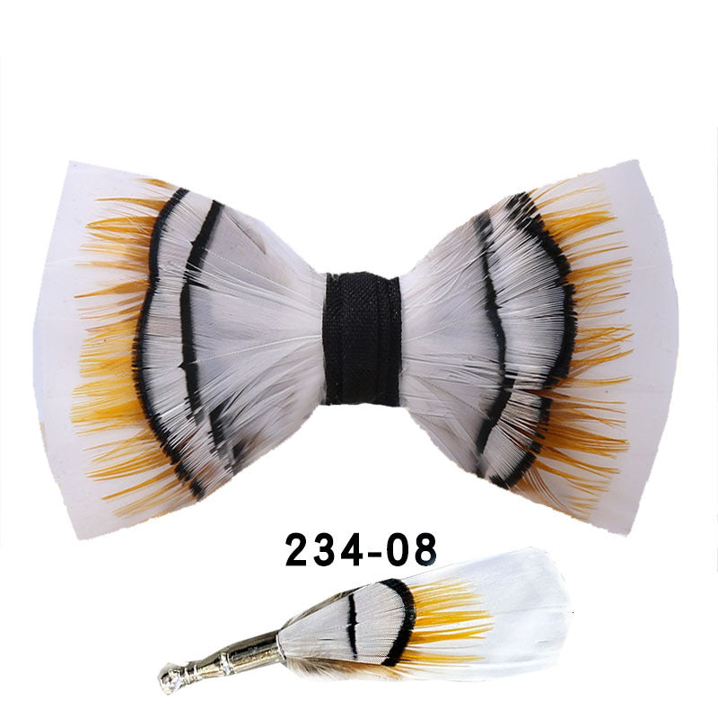 white feather male bow tie men and women wedding bow bow men's bow tie best man presided over the flower tie