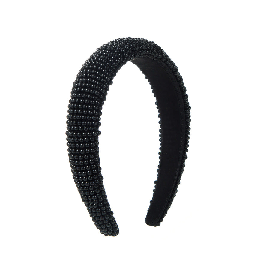 European and American fashion retro celebrity headbands, small pearls, handmade beads, sponge headbands, versatile, out, hair wholesale