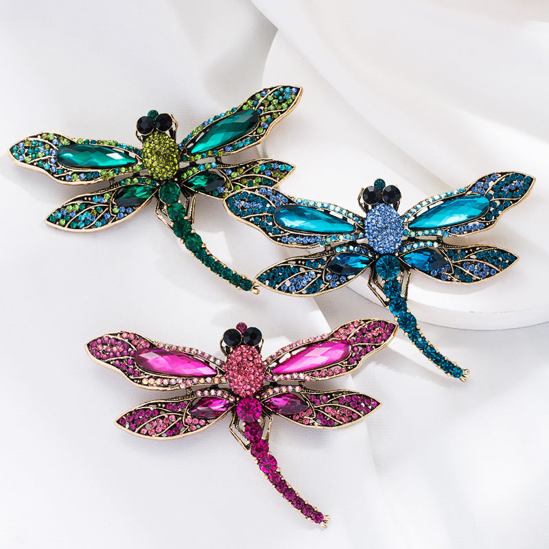 European and American cross-border trend alloy, diamond studded dragonfly brooch, girly cute pin, fashion personality, corsage accessories, foreign trade