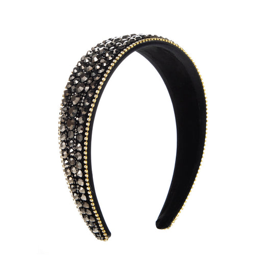 Korean version of the fashion full of diamonds, wide-brimmed headbands, women's simple and versatile, temperament, pressure hairpins, high-end anti-slip headbands, hair accessories