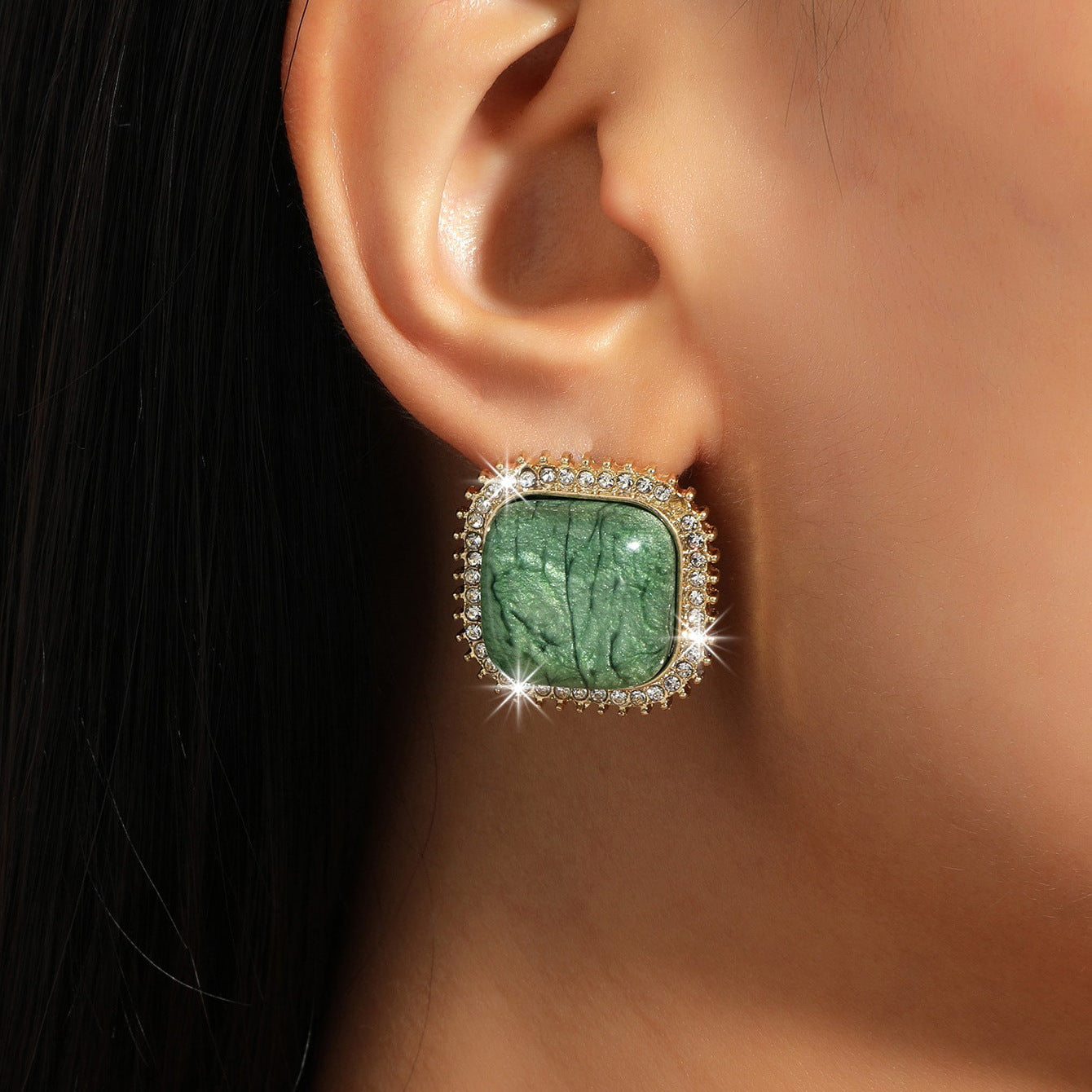 New jewelry: high-quality color glaze, irregular earrings, quicksand, color square studs, cold wind earrings