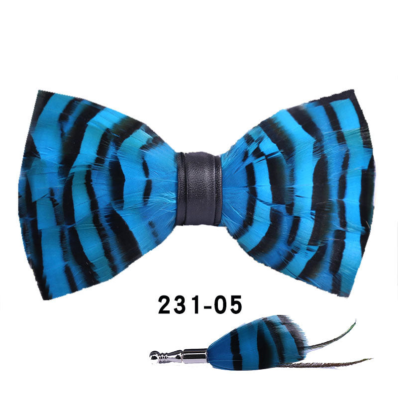 231 Green Feather Man Presided Over the Party Groom Groomsman Group Pot Butterfly Wedding Bow Tie Flowers