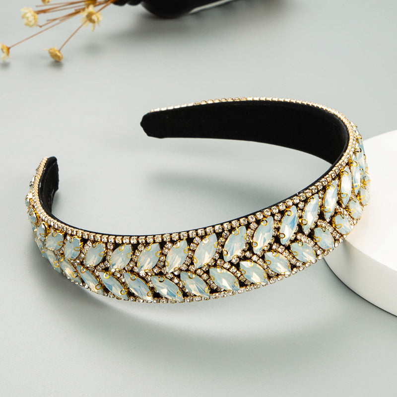 Korean version of the new fashion claw chain inlaid with glass diamond diamond headband women's fashion trend pressed hair wash face hairpin headpiece