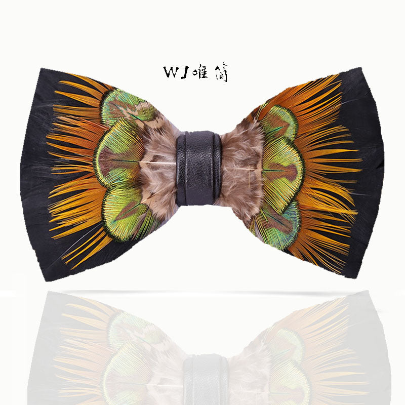 557 male bow tie green peacock feather ink blue wedding groom male wedding suit collar flower bow