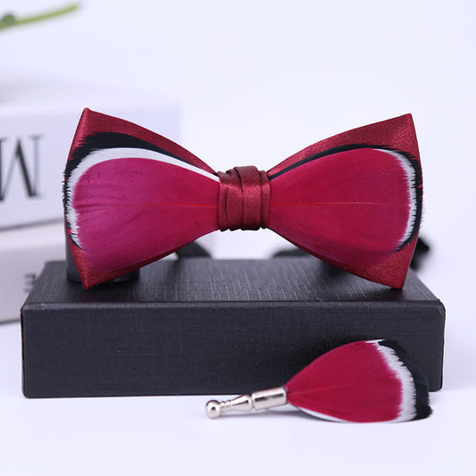 265 Red Feather Bow Tie Men's Children's Wedding Flower Girl Banquet Sapphire Blue Suit Accessories Bow