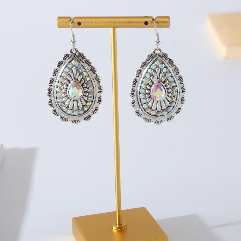 European and American cross-border hot sale new earrings, palace style, retro alloy diamond earrings, niche earrings, high-end party earrings