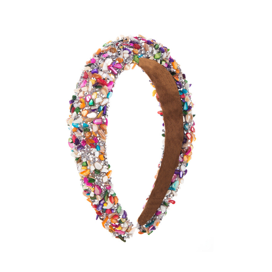 Cross-border new exaggerated baroque style colorful crystal candy sponge wide-brimmed headband headband ornaments hair accessories wholesale