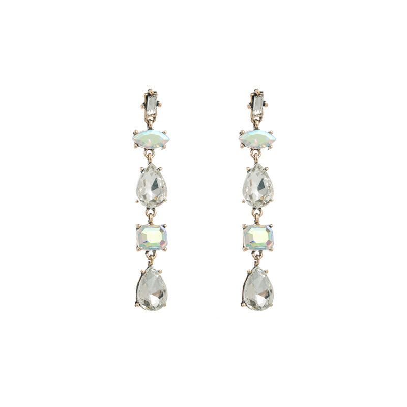 European and American trend new earrings Simple multi-layer alloy diamond temperament earrings 925 silver needle high-end ear jewelry