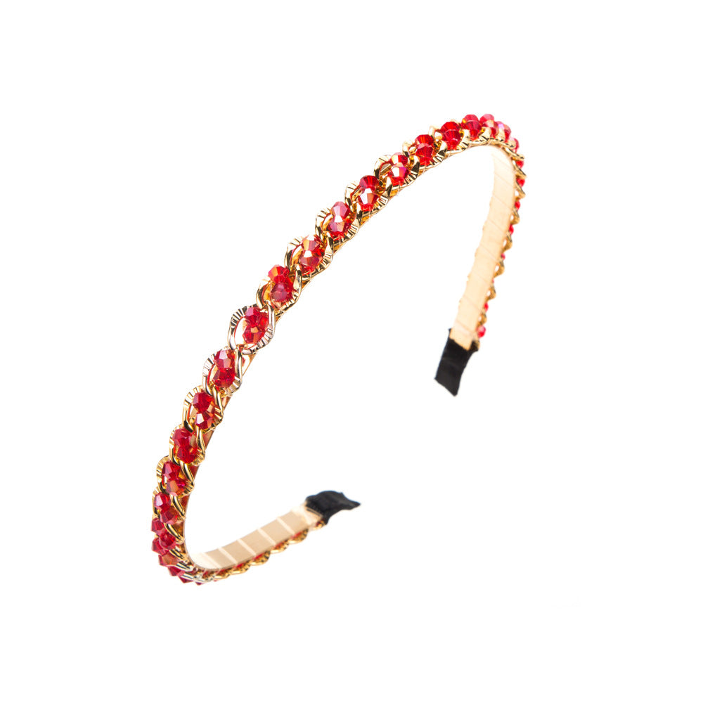 New retro metal headband, Korean crystal chain wrapping headband, Internet celebrity versatile temperament, face wash hair hole headwear